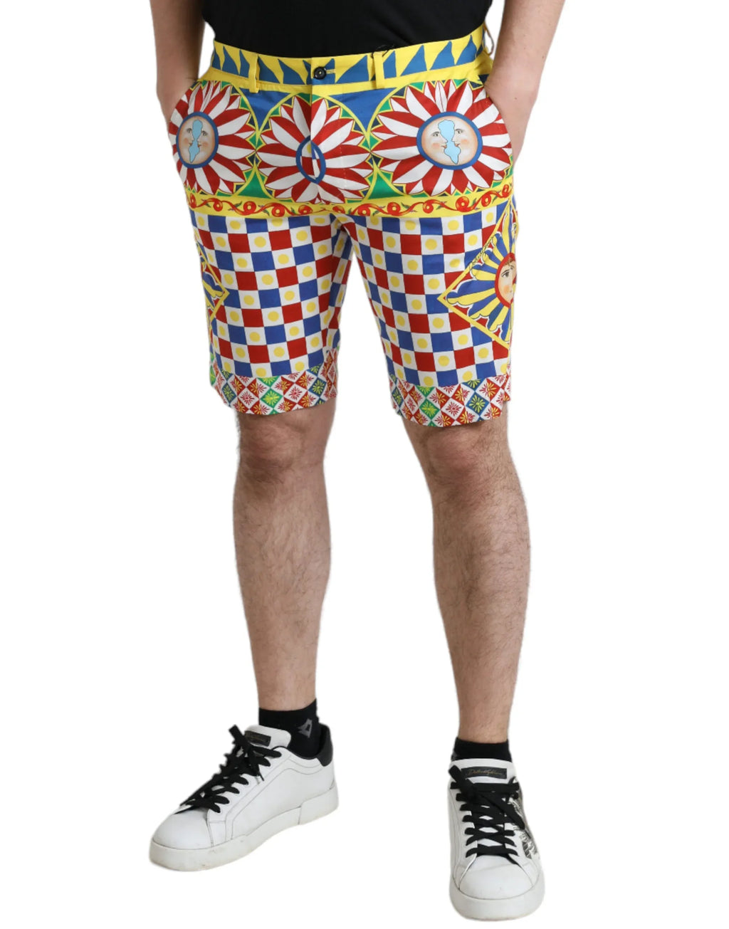 Dolce & Gabbana Multicolor Carretto Print Men Bermuda Shorts - Zeiniez