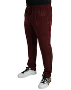 Dolce & Gabbana Maroon Crown Pattern Silk Pajama Pants - Zeiniez