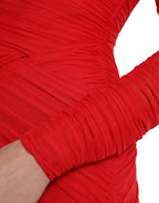 Dolce & Gabbana Red Nylon Stretch Cut Out Midi Dress - Zeiniez