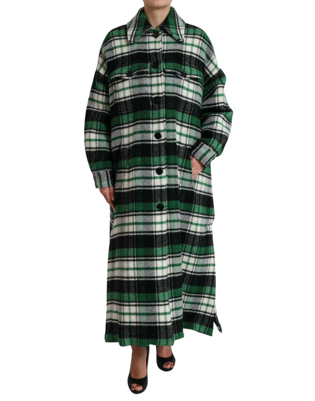 Dolce & Gabbana Green Plaid Long Sleeve Casual Coat Jacket - Zeiniez