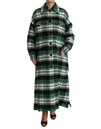 Dolce & Gabbana Green Plaid Long Sleeve Casual Coat Jacket - Zeiniez