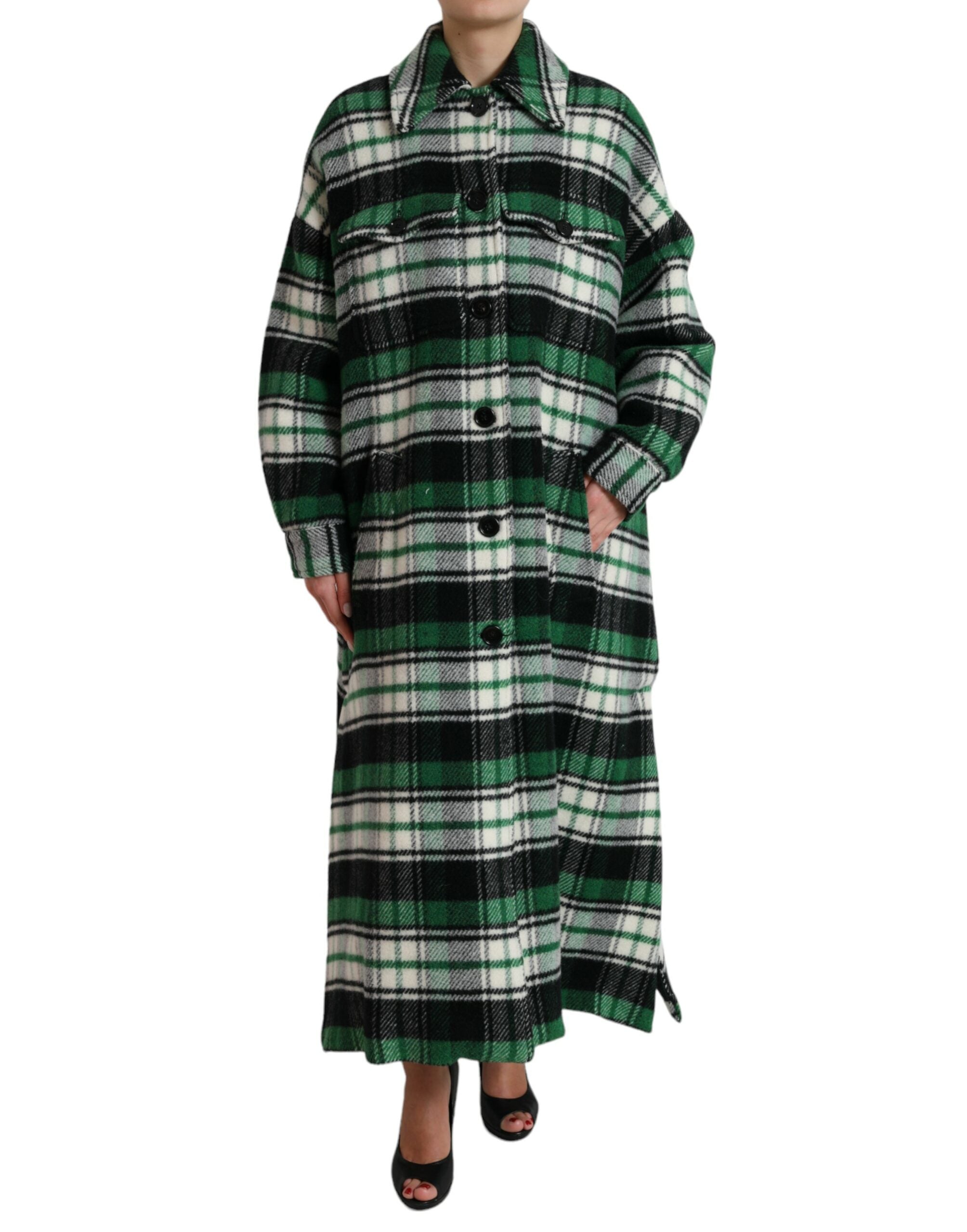 Dolce & Gabbana Green Plaid Long Sleeve Casual Coat Jacket - Zeiniez
