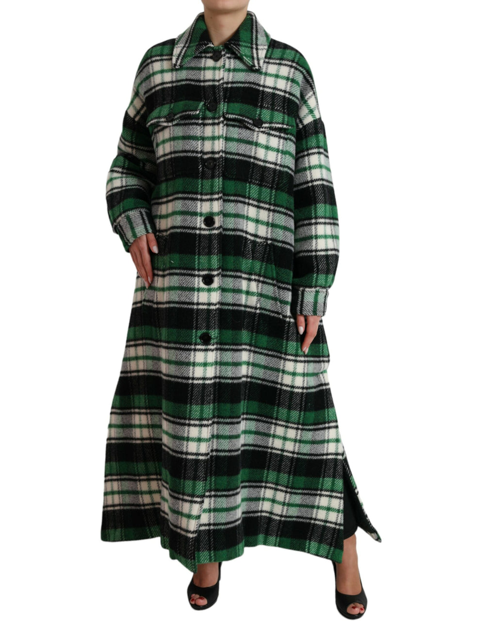 Dolce & Gabbana Green Plaid Long Sleeve Casual Coat Jacket - Zeiniez