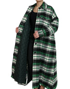 Dolce & Gabbana Green Plaid Long Sleeve Casual Coat Jacket - Zeiniez