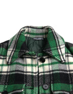 Dolce & Gabbana Green Plaid Long Sleeve Casual Coat Jacket - Zeiniez