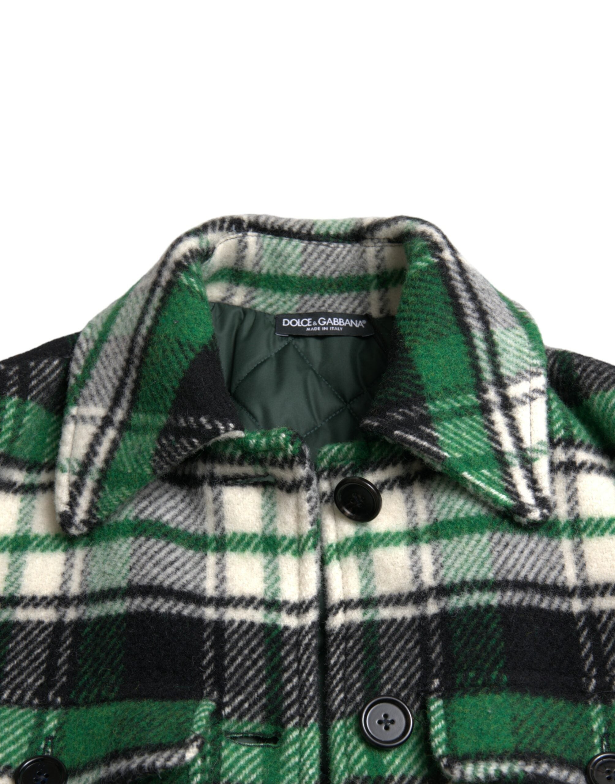 Dolce & Gabbana Green Plaid Long Sleeve Casual Coat Jacket - Zeiniez