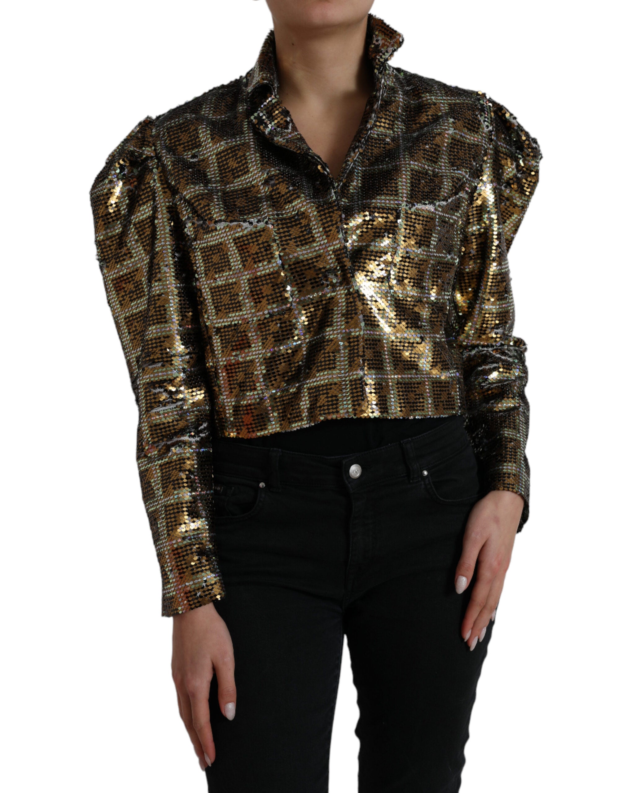 Dolce & Gabbana Multicolor Polyester Sequined Cropped Jacket - Zeiniez