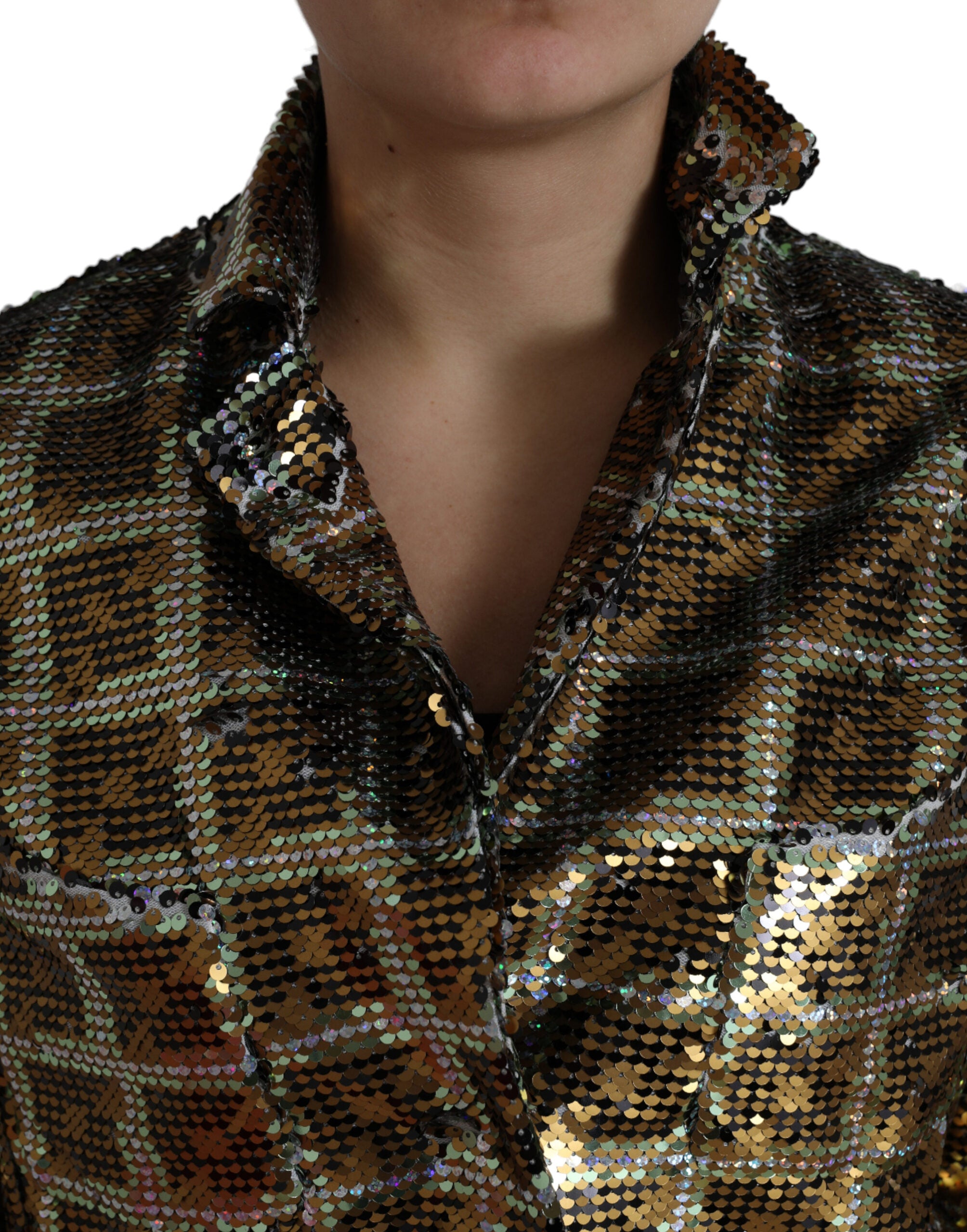 Dolce & Gabbana Multicolor Polyester Sequined Cropped Jacket - Zeiniez