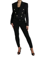 Dolce & Gabbana Black Striped SICILIA Double Breasted Jacket - Zeiniez