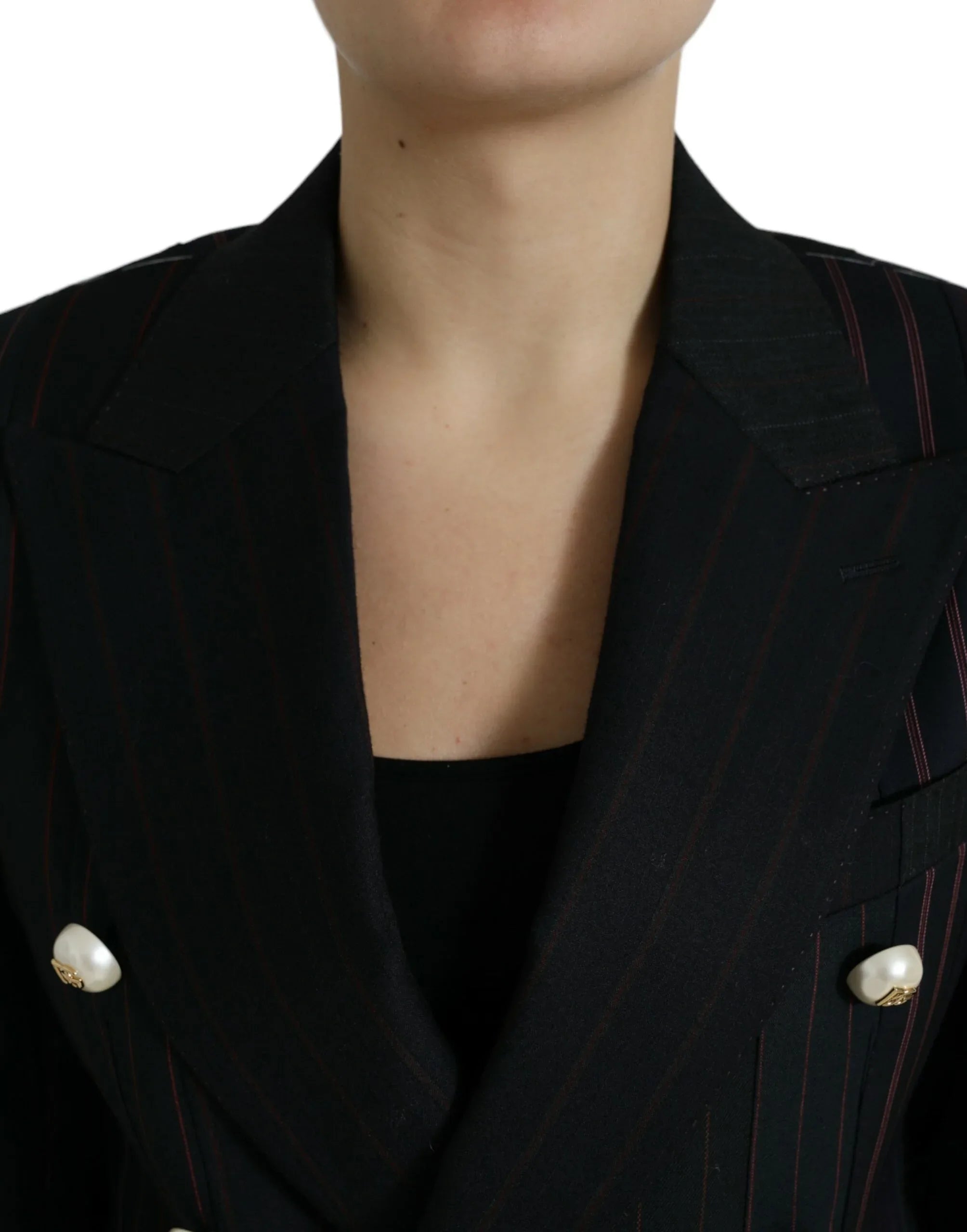 Dolce & Gabbana Black Striped SICILIA Double Breasted Jacket - Zeiniez