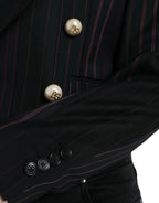 Dolce & Gabbana Black Striped SICILIA Double Breasted Jacket - Zeiniez