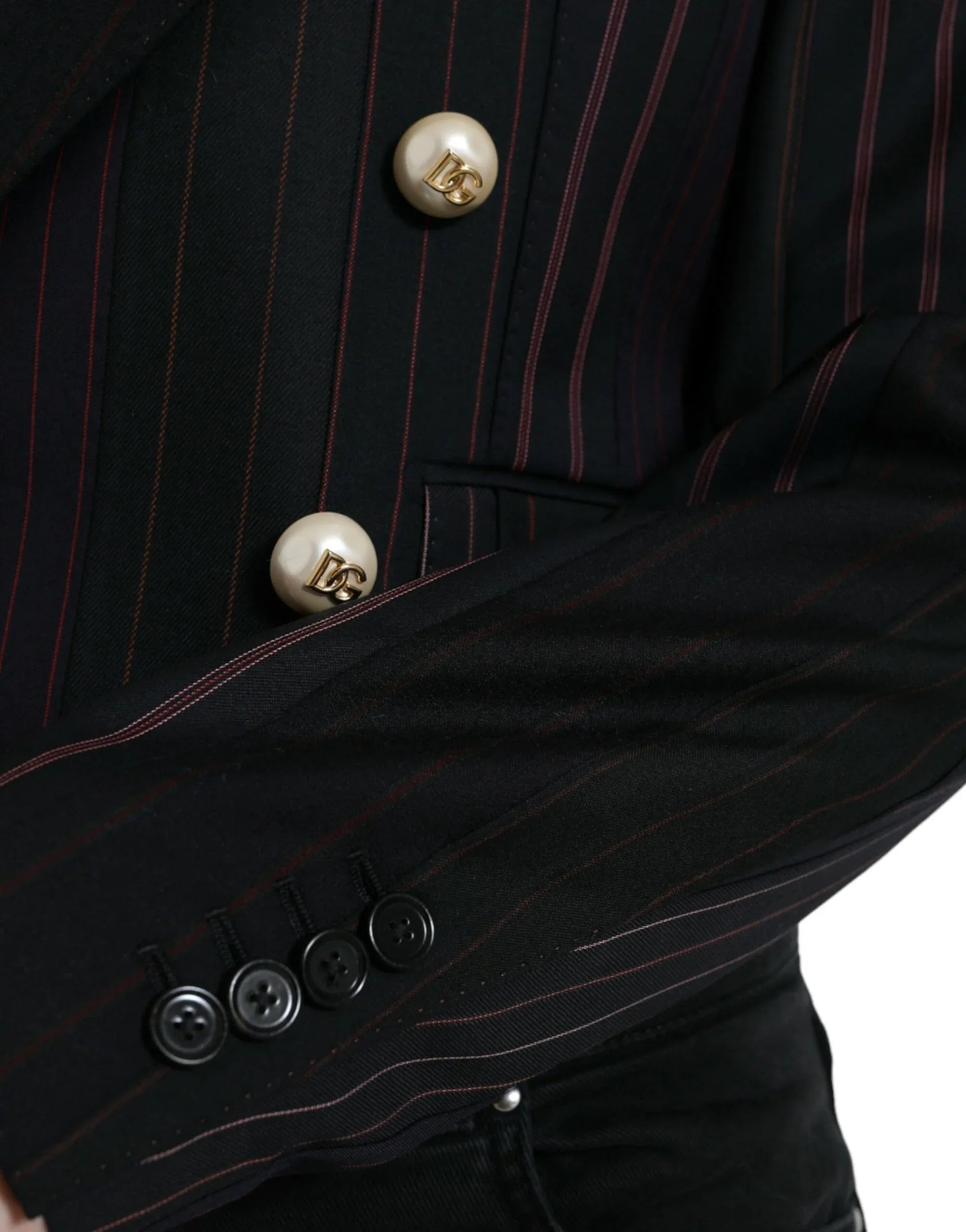 Dolce & Gabbana Black Striped SICILIA Double Breasted Jacket - Zeiniez