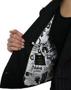 Dolce & Gabbana Black Striped SICILIA Double Breasted Jacket - Zeiniez