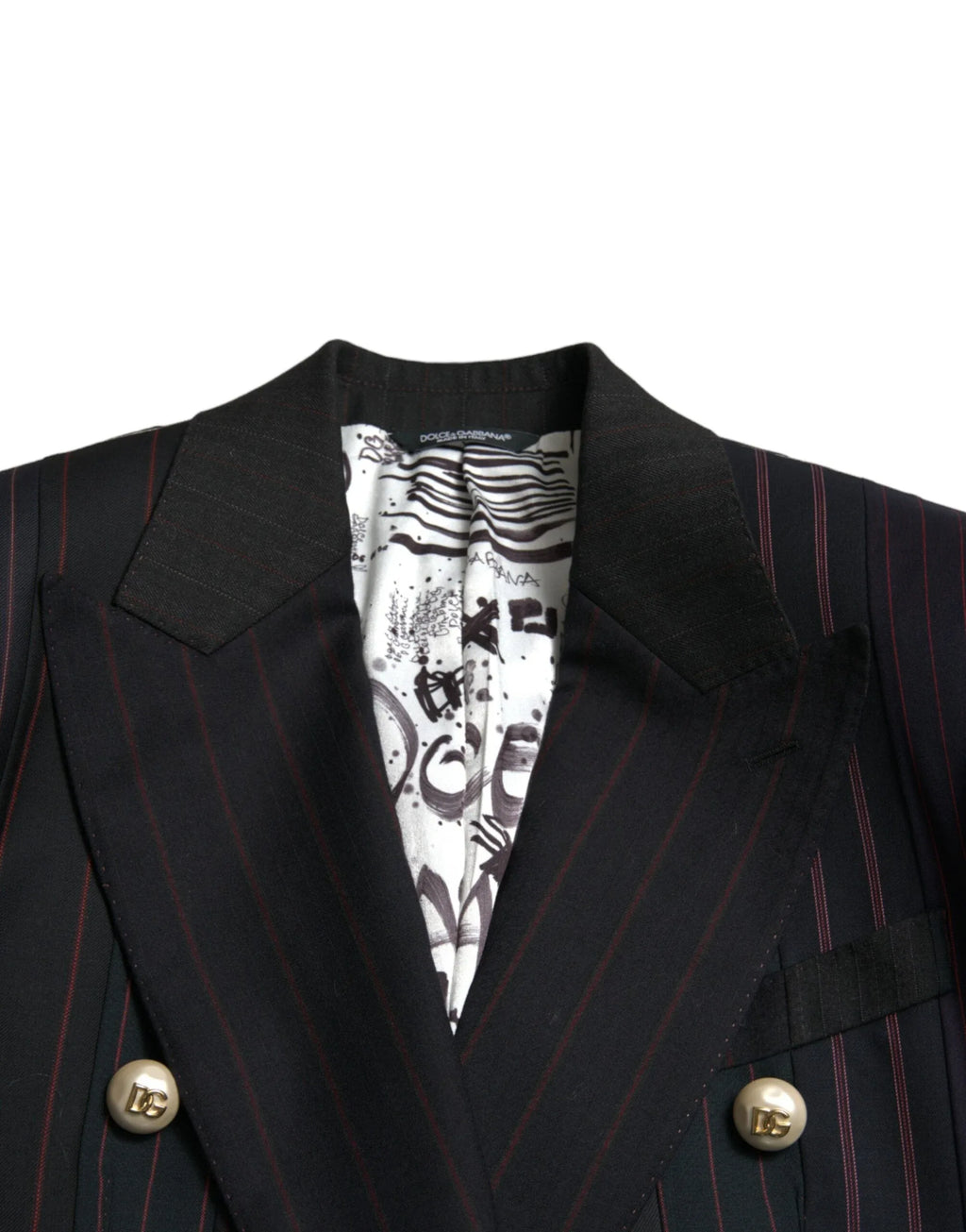 Dolce & Gabbana Black Striped SICILIA Double Breasted Jacket - Zeiniez