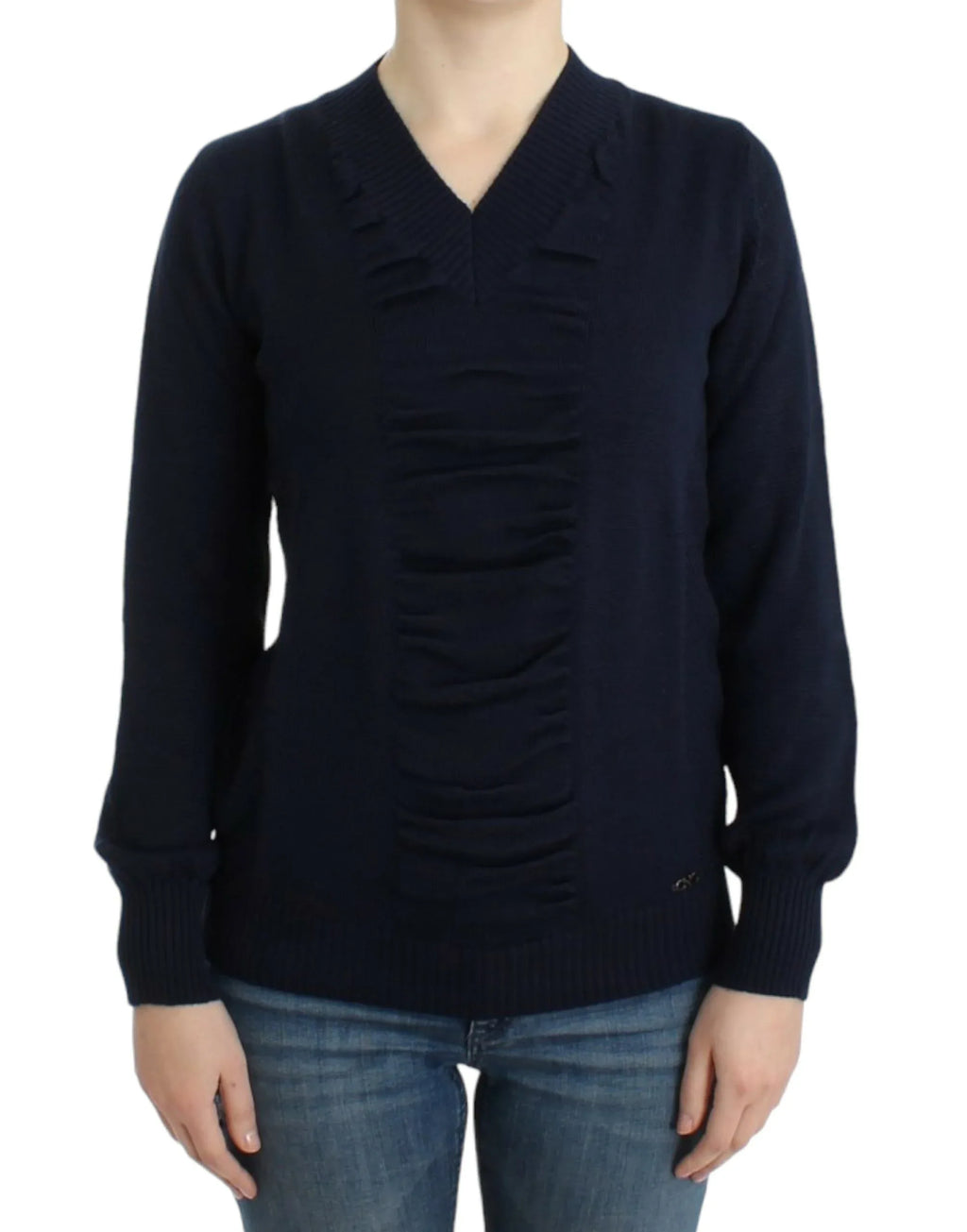 Costume National Dark blue V-neck wool sweater - Zeiniez