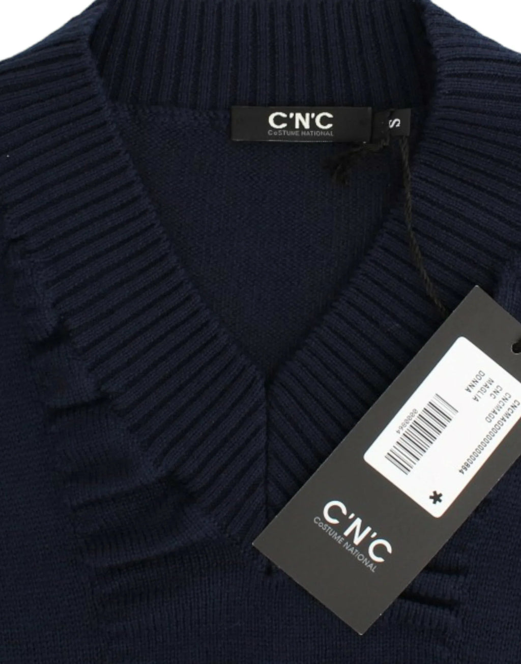 Costume National Dark blue V-neck wool sweater - Zeiniez