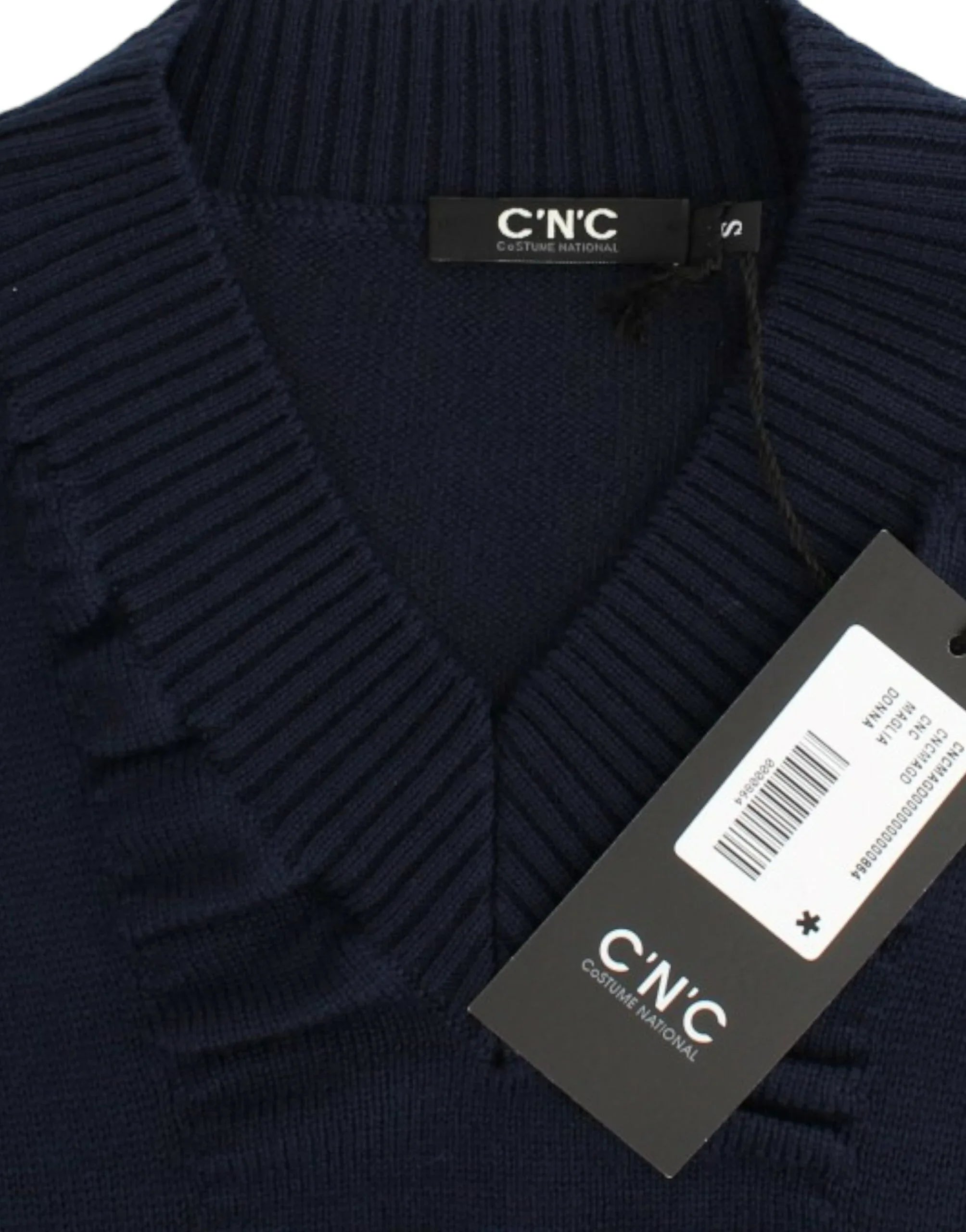 Costume National Dark blue V-neck wool sweater - Zeiniez
