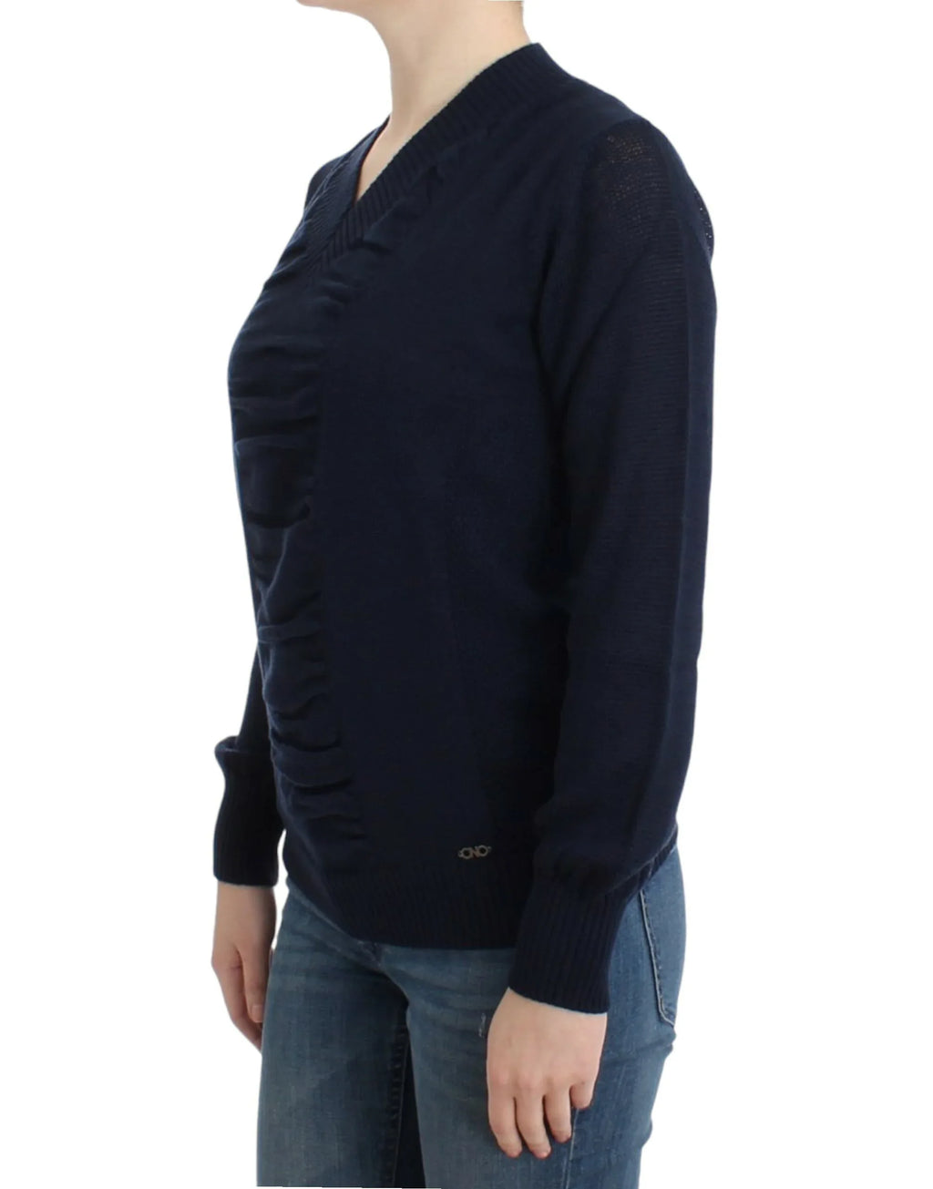 Costume National Dark blue V-neck wool sweater - Zeiniez