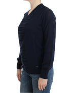 Costume National Dark blue V-neck wool sweater - Zeiniez