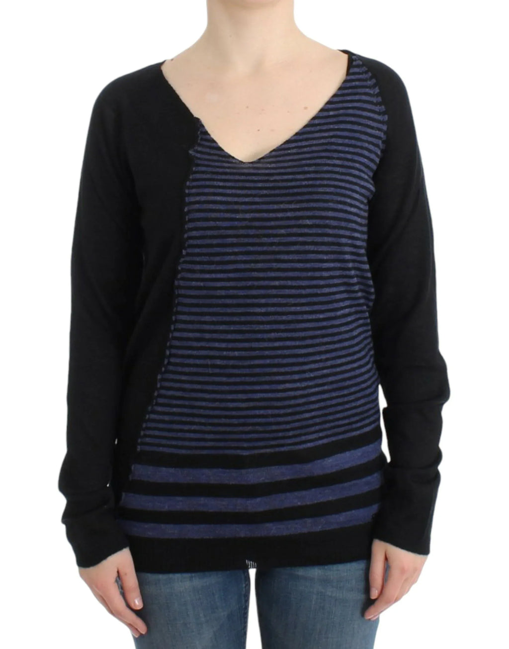 Costume National Black striped V-neck sweater - Zeiniez
