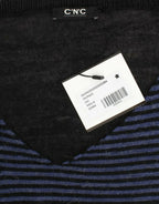Costume National Black striped V-neck sweater - Zeiniez