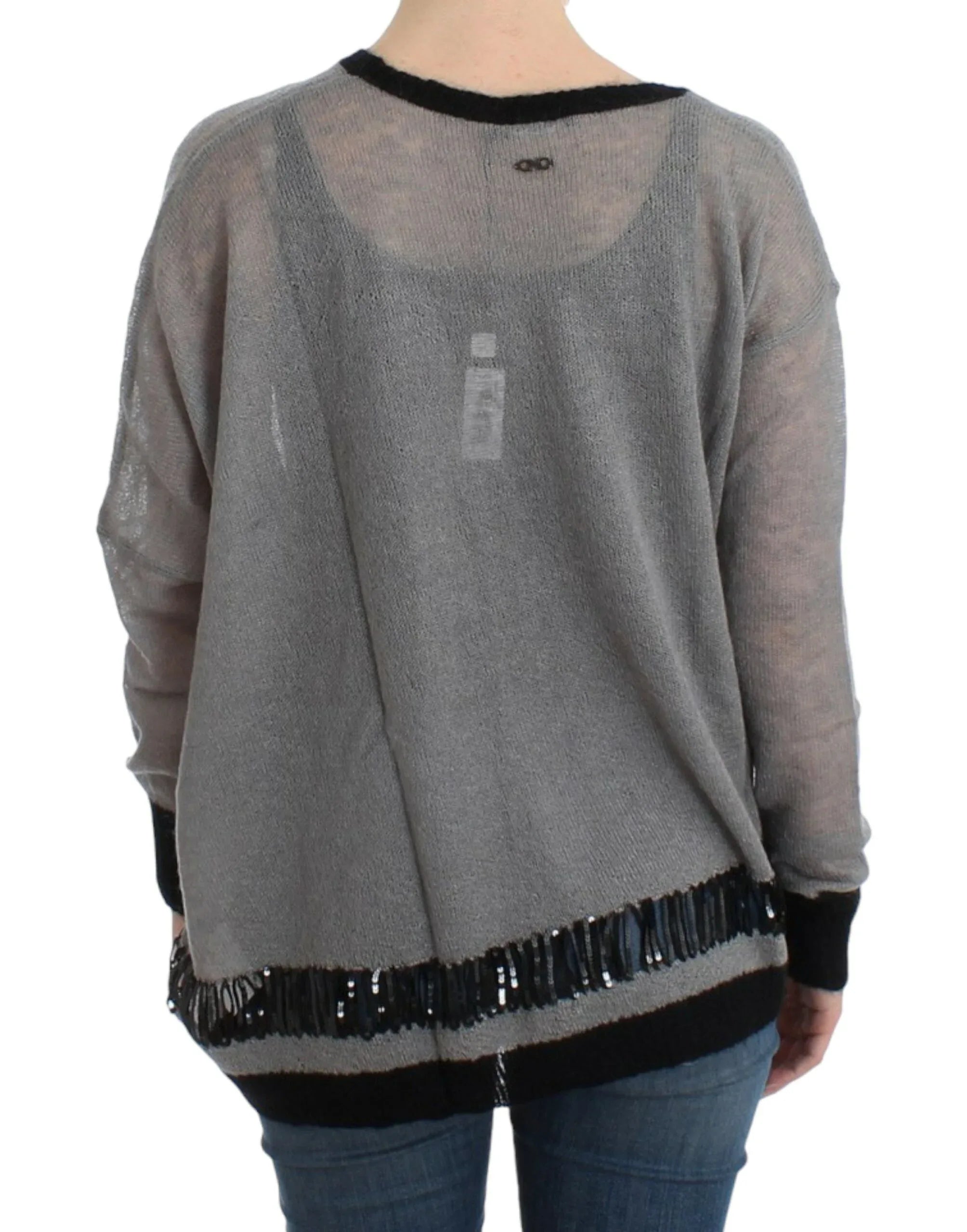 Costume National Gray embellished asymmetric sweater - Zeiniez