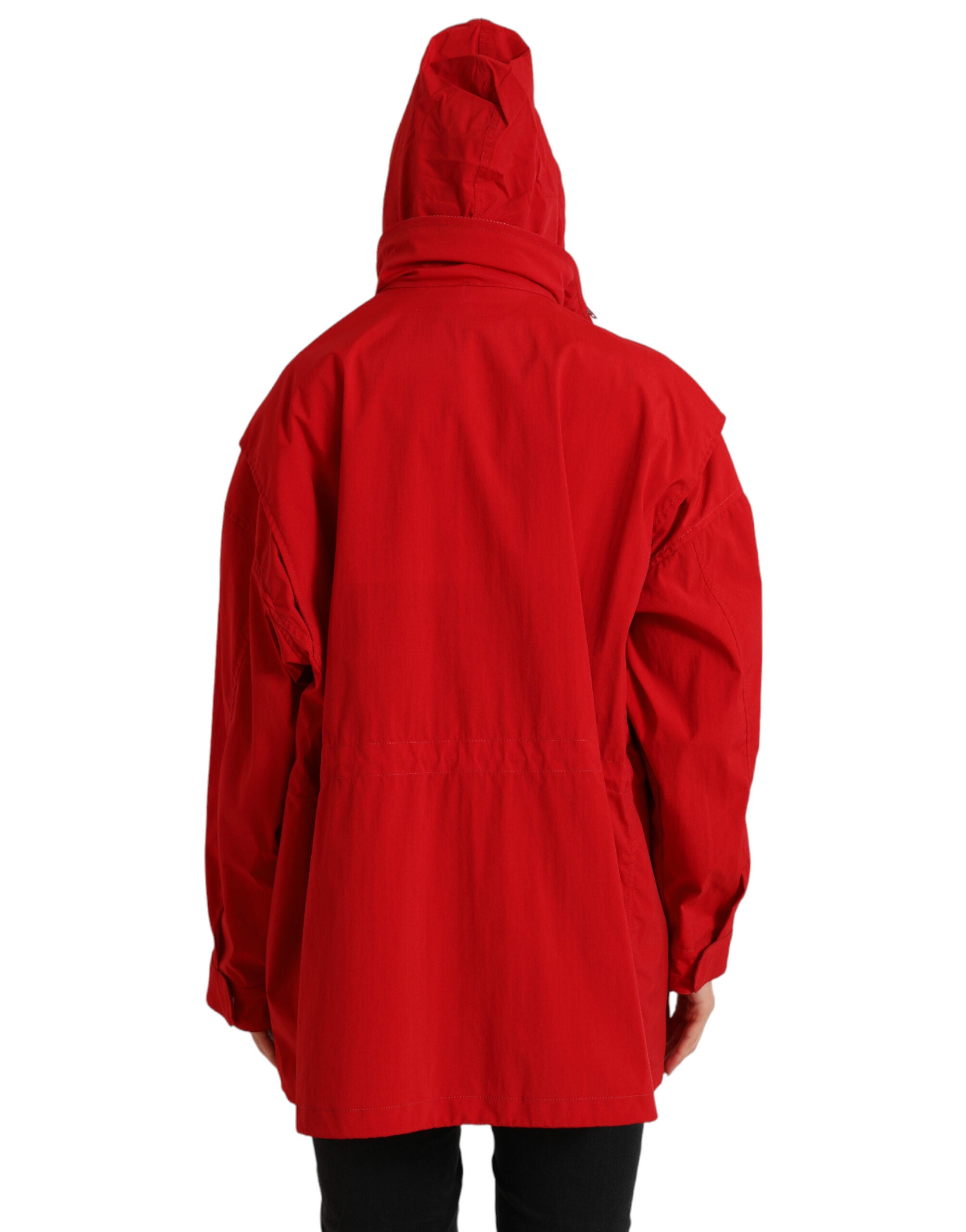 Dolce & Gabbana Red Polyester Hooded Button Rain Coat Jacket - Zeiniez