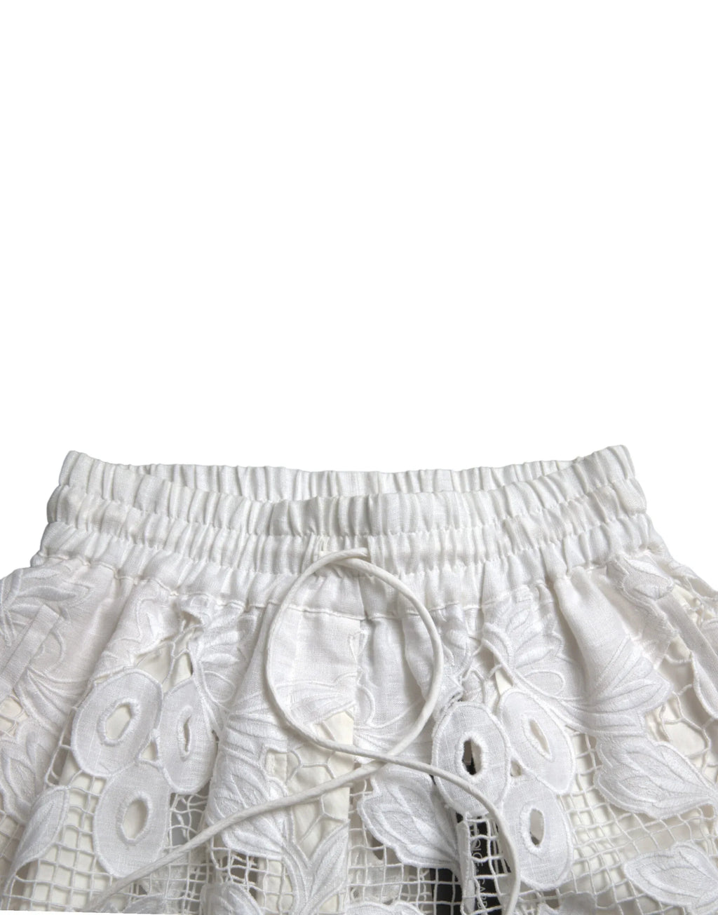 Dolce & Gabbana White Cotton Cutout High Waist Bermuda Shorts - Zeiniez