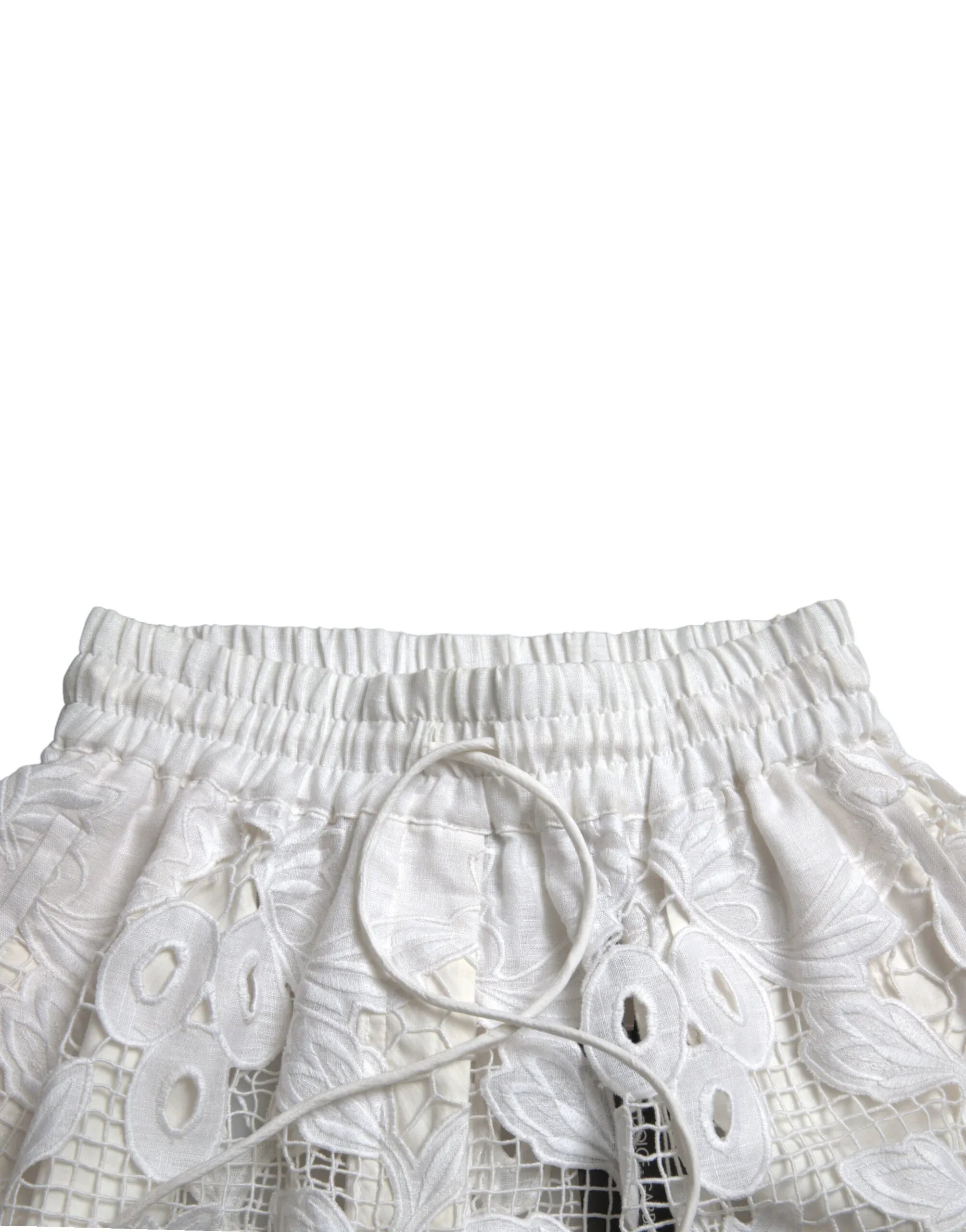 Dolce & Gabbana White Cotton Cutout High Waist Bermuda Shorts - Zeiniez