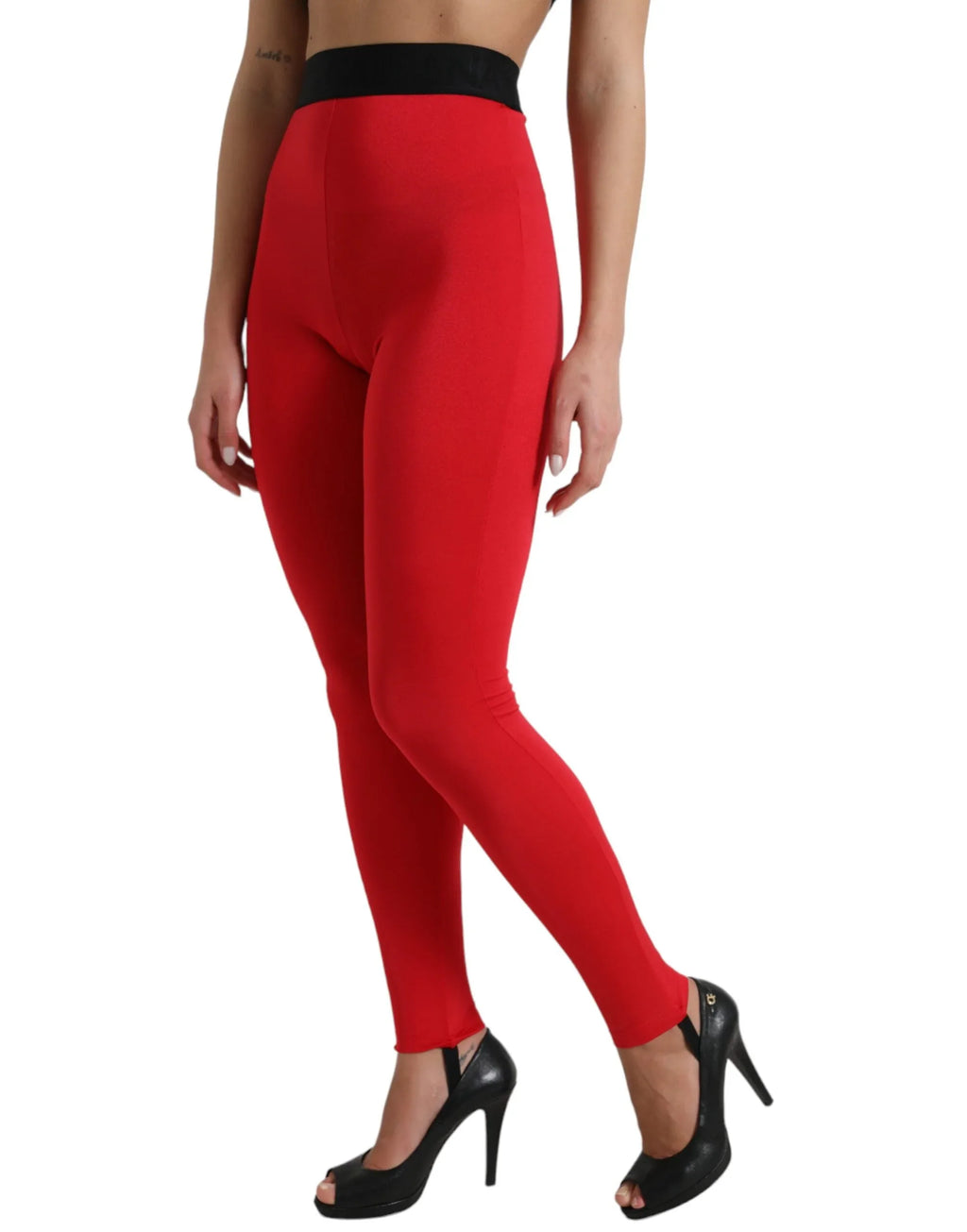 Dolce & Gabbana Red Nylon DG Logo Slim Leggings Pants - Zeiniez