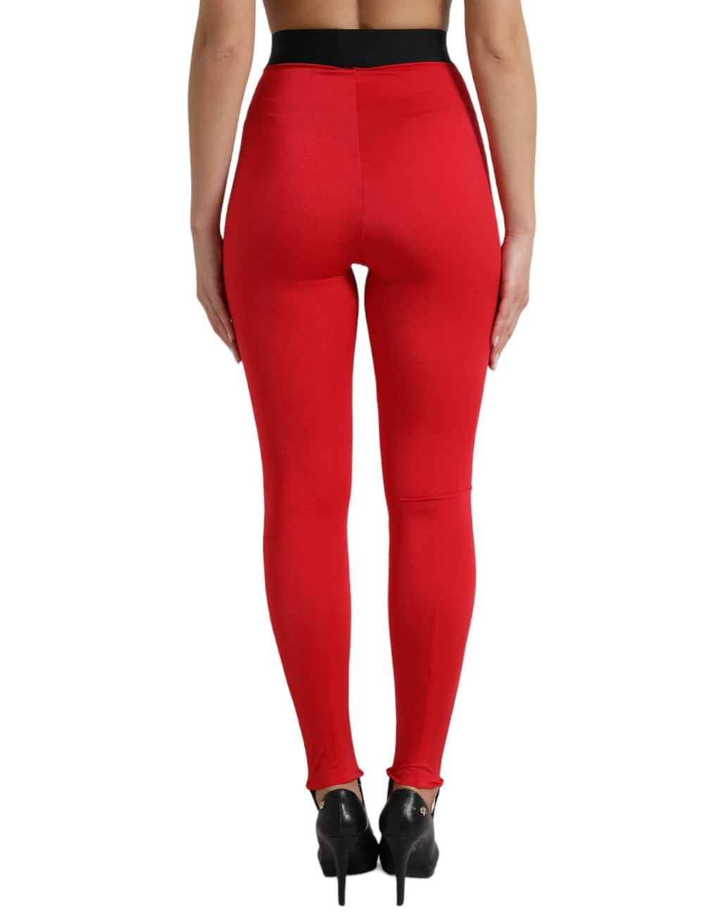 Dolce & Gabbana Red Nylon DG Logo Slim Leggings Pants - Zeiniez