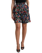 Dolce & Gabbana Black Floral High Waist Hot Pants Shorts - Zeiniez