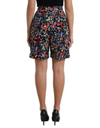 Dolce & Gabbana Black Floral High Waist Hot Pants Shorts - Zeiniez