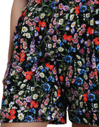 Dolce & Gabbana Black Floral High Waist Hot Pants Shorts - Zeiniez