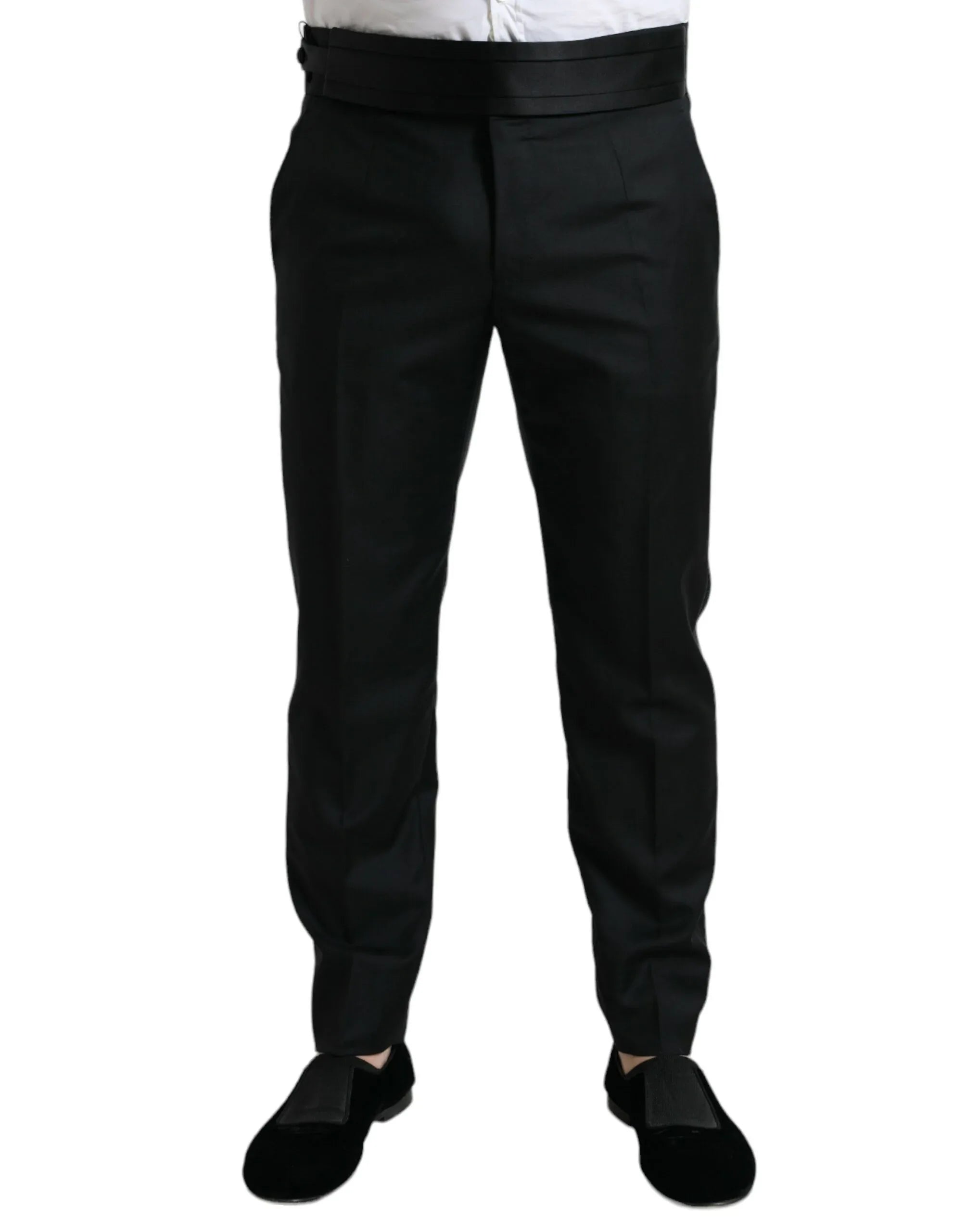 Dolce & Gabbana Black Wool Slim Fit Formal Trouser Dress Pants - Zeiniez