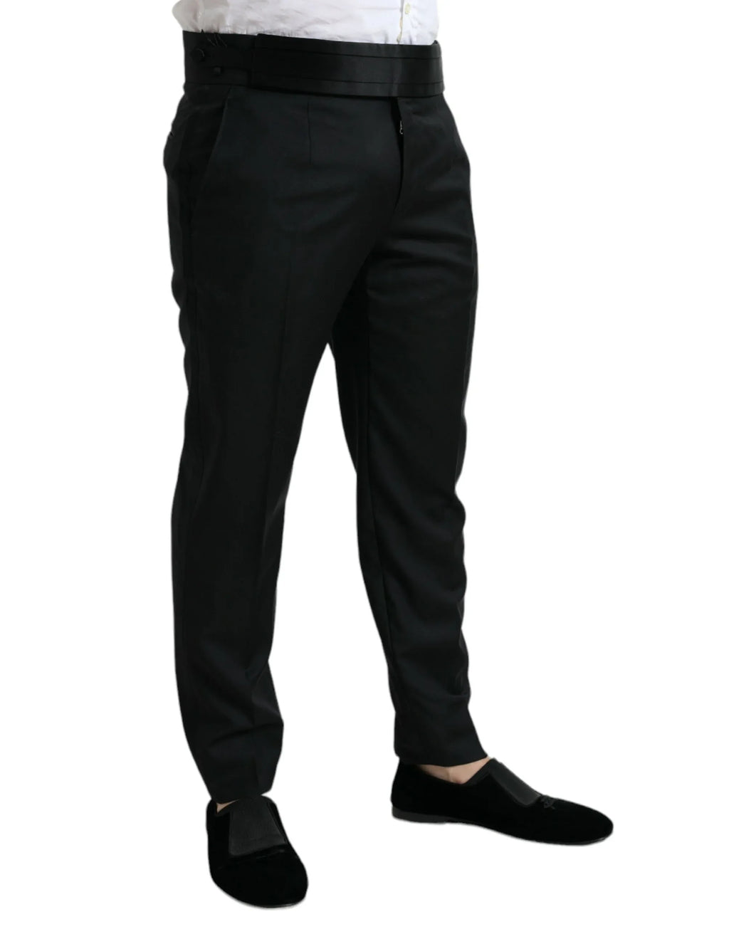 Dolce & Gabbana Black Wool Slim Fit Formal Trouser Dress Pants - Zeiniez