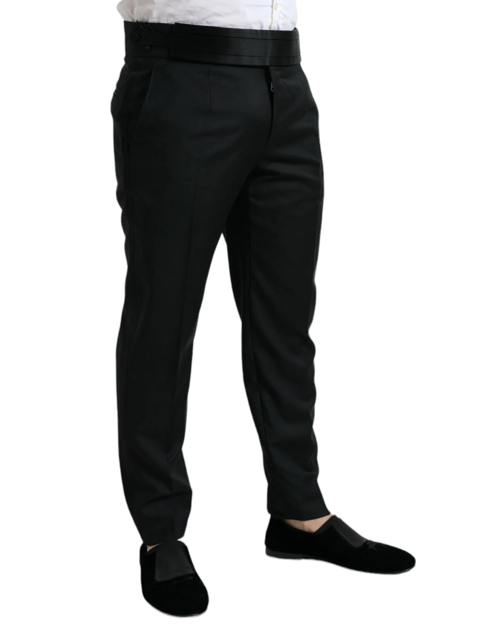 Dolce & Gabbana Black Wool Slim Fit Formal Trouser Dress Pants - Zeiniez