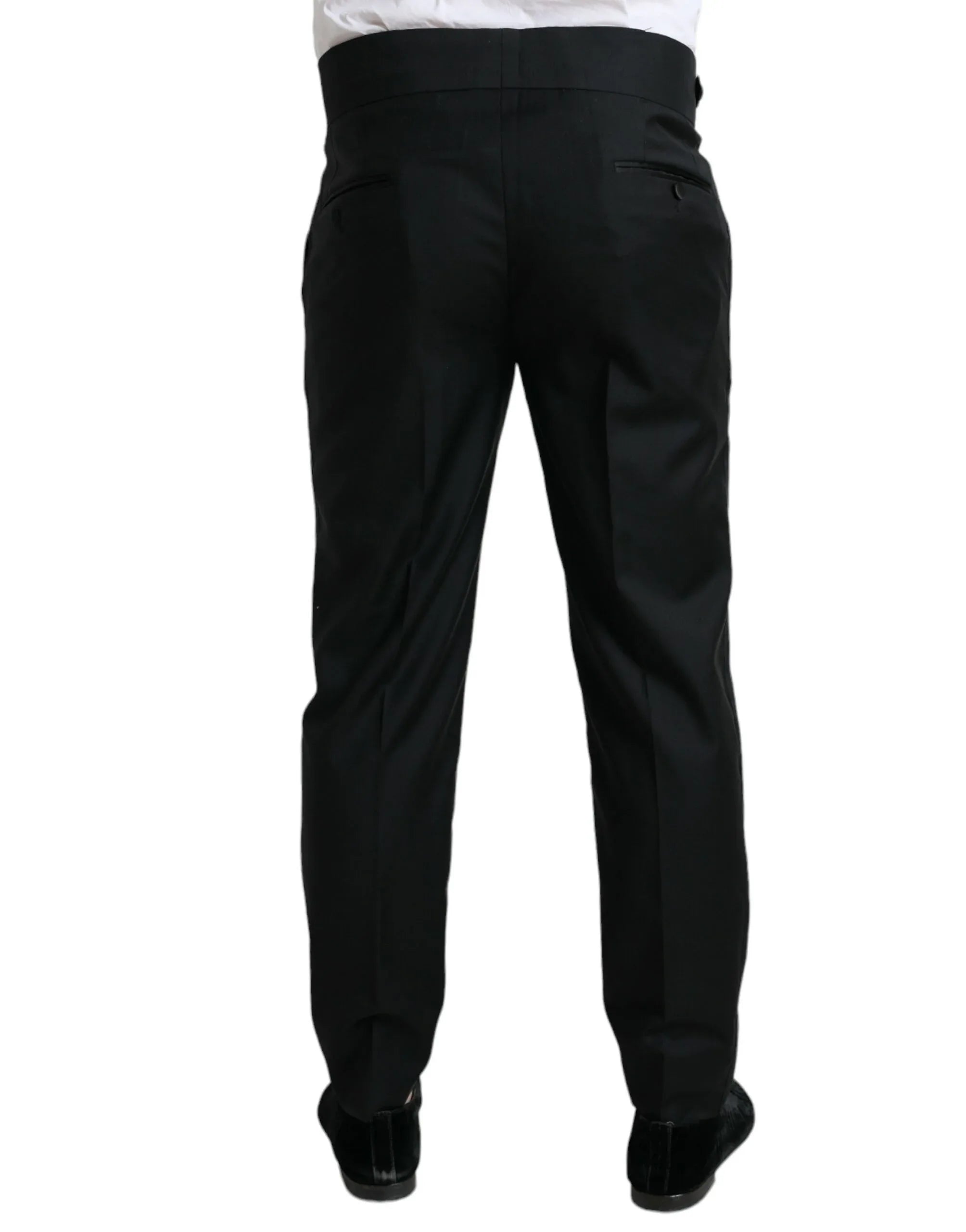 Dolce & Gabbana Black Wool Slim Fit Formal Trouser Dress Pants - Zeiniez