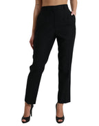 Dolce & Gabbana Black Wool High Waist Straight Pants - Zeiniez