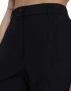Dolce & Gabbana Black Wool High Waist Straight Pants - Zeiniez