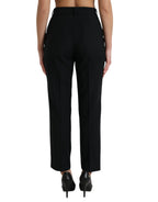 Dolce & Gabbana Black Wool High Waist Straight Pants - Zeiniez