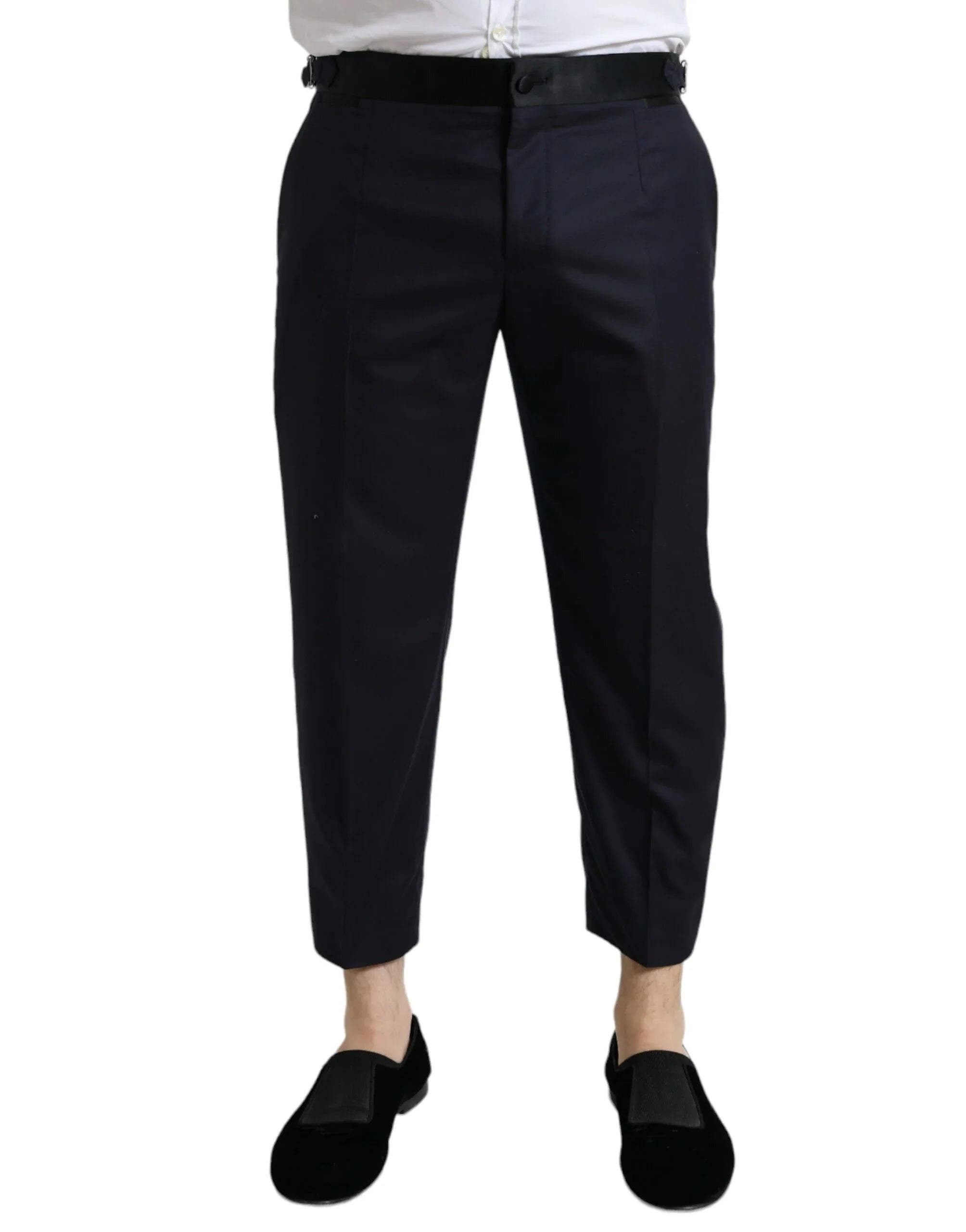 Dolce & Gabbana Blue Wool Cropped Tapered Pants - Zeiniez