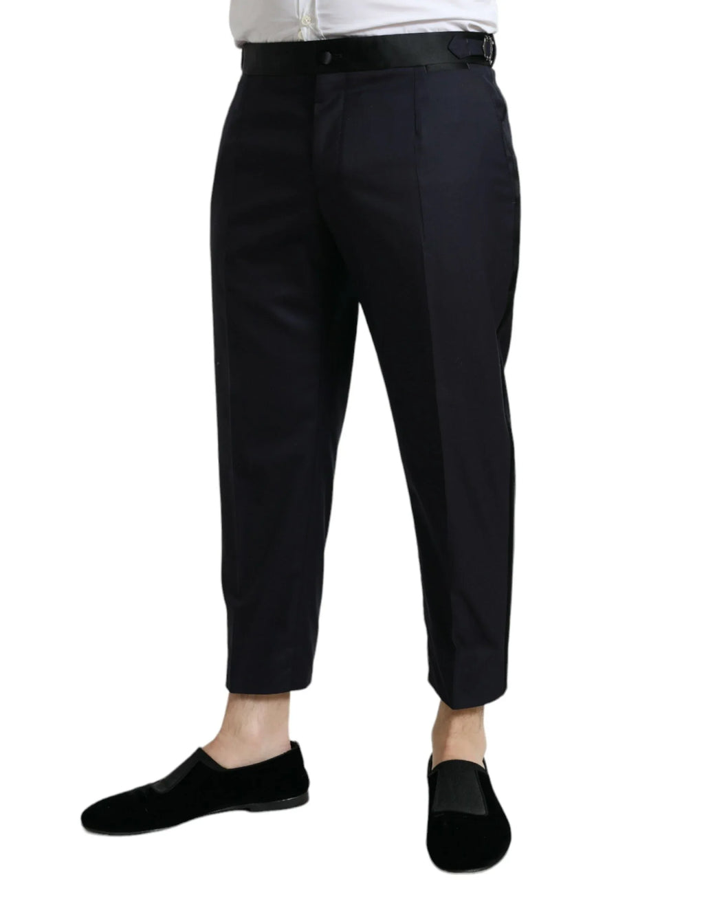 Dolce & Gabbana Blue Wool Cropped Tapered Pants - Zeiniez