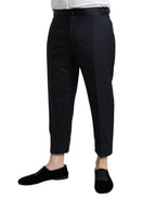 Dolce & Gabbana Blue Wool Cropped Tapered Pants - Zeiniez