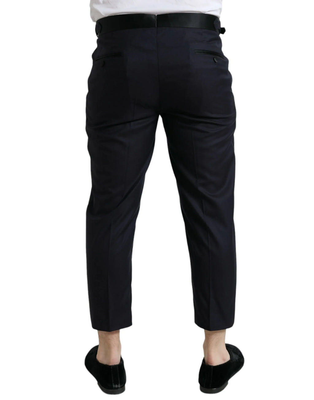 Dolce & Gabbana Blue Wool Cropped Tapered Pants - Zeiniez