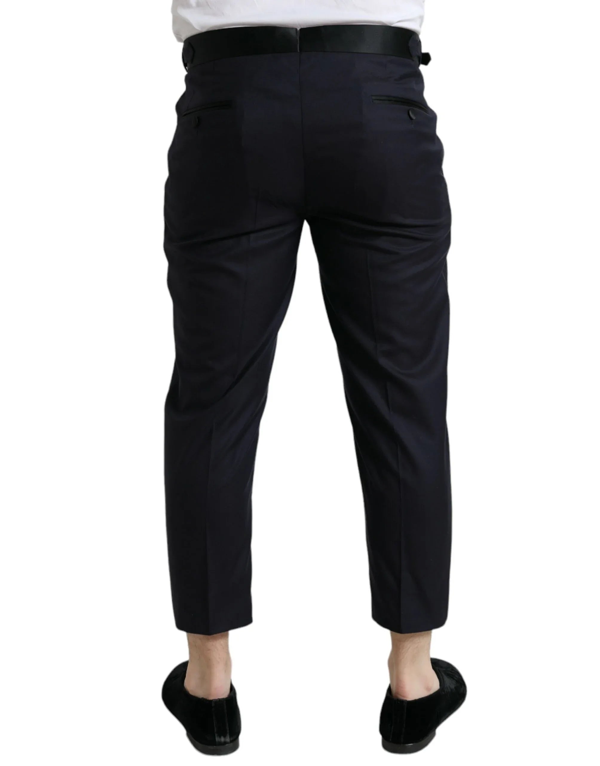 Dolce & Gabbana Blue Wool Cropped Tapered Pants - Zeiniez