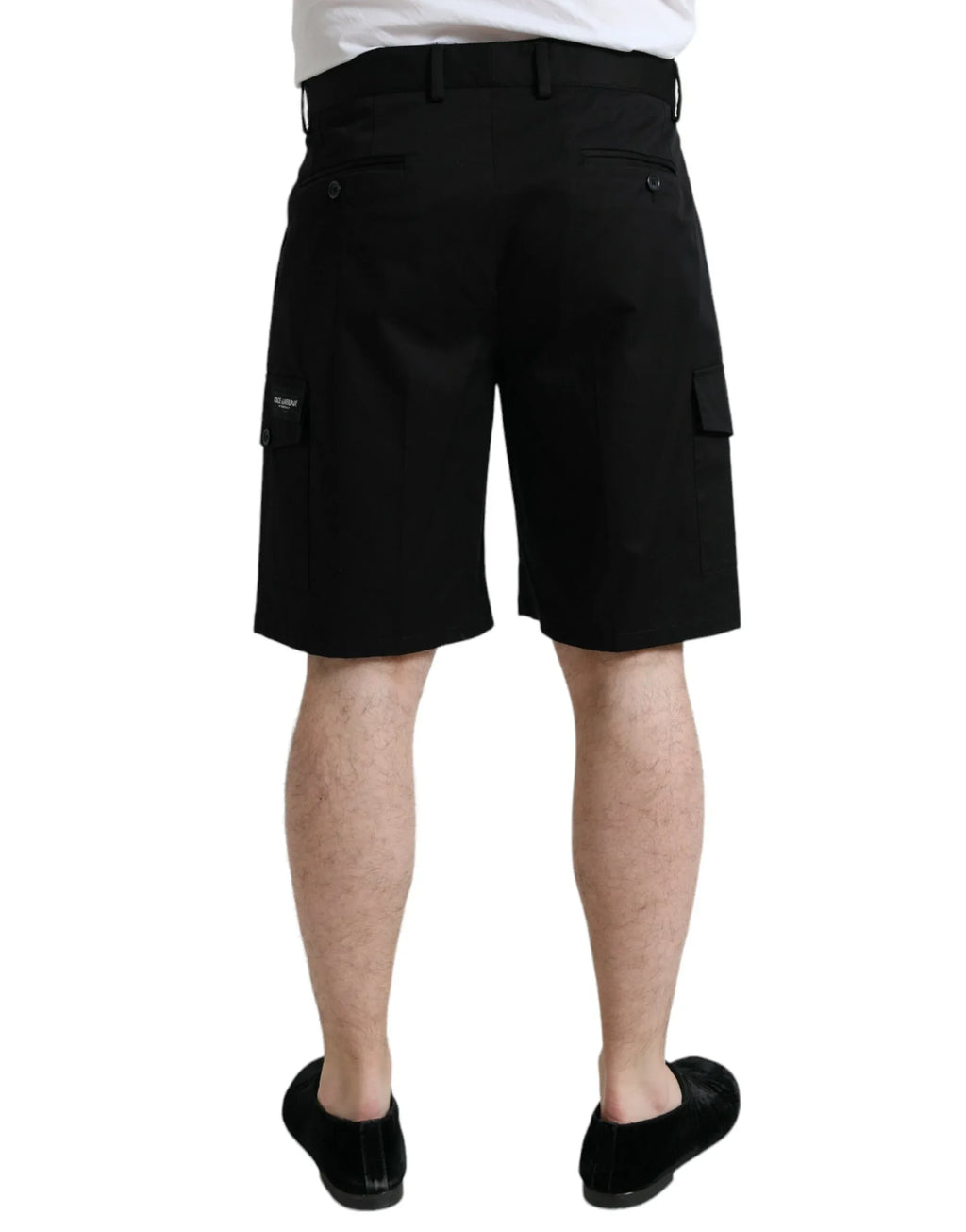 Dolce & Gabbana Black Cotton Stretch Cargo Bermuda Shorts - Zeiniez