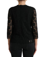 Dolce & Gabbana Black STAFF Blouse Floral Lace Nylon Top - Zeiniez