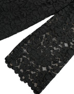 Dolce & Gabbana Black STAFF Blouse Floral Lace Nylon Top - Zeiniez