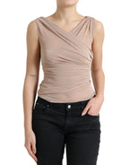 Dolce & Gabbana Beige Viscose V-neck Sleeveless Tank Top - Zeiniez
